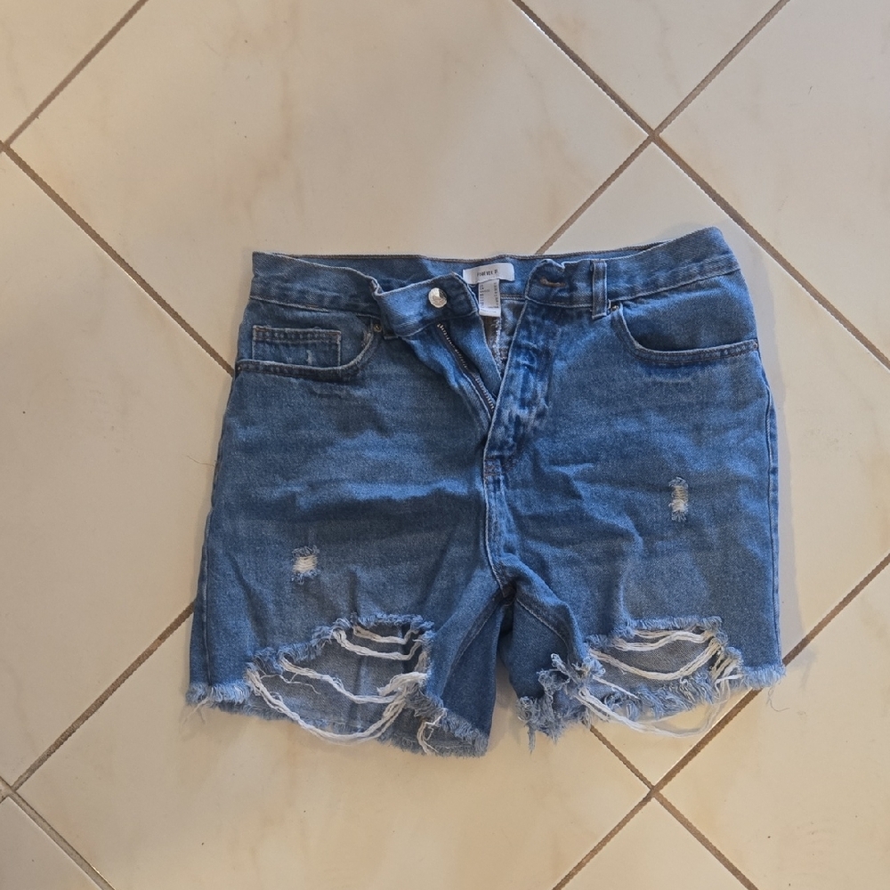 Forever 21 Blue Distressed Jean Shorts